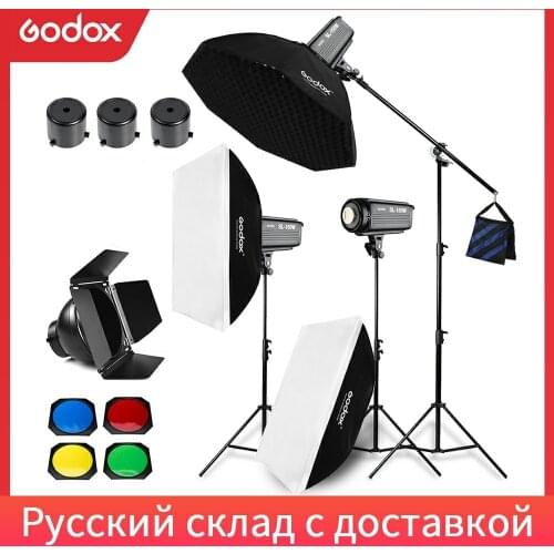 Godox 450W 3x SL-150W Continuous Light Studio LED Light,Softbox,Light Stand, Studio Boom Arm Light Stand For Studio Photography