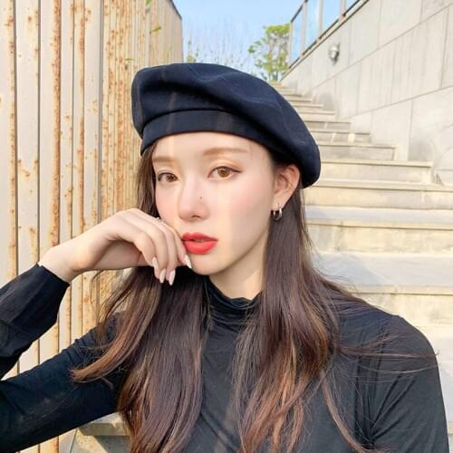 Cotton beret girl pure color breathable spring and summer hat outing versatile three-dimensional art painter hat vintage trend