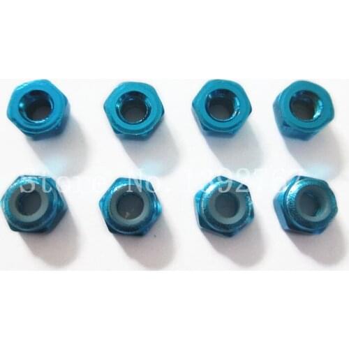 HSP 122048 02102 Aluminum Nut Axial Nylon Locking Hex Nut M3 8P Spare Parts For RC Model Car Himoto Redcat HPI DIY