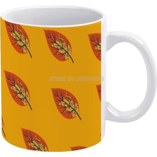 Kindle The Fire Orange Coffee Mugs Ceramic Personalized Mugs 11 Oz White Mug Tea Milk Cup Drinkware Travel Mug Leaves Warm Colou