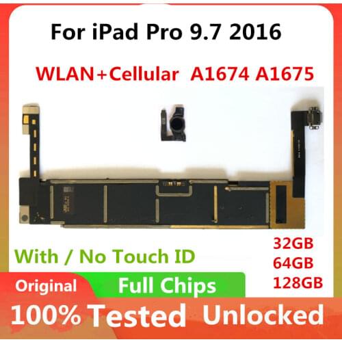 WLAN+Cellular A1674 A1675 For iPad Pro 9.7 2016 Motherboard Unlocked Logic Board With IOS System Full Chips Clean iCloud Plate