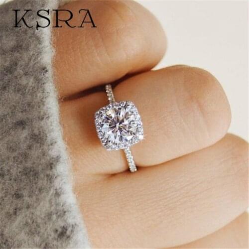 KSRA 2020 Fashion Popular Engagement Crystal Ring Heart Arrows Cubic Zirconia Geometry Rings Jewelry For Women Gift Hot Sale