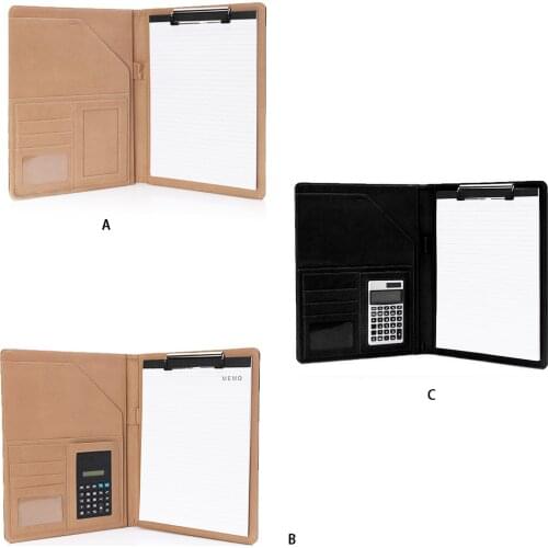 A4 Leather Conference File Folder Document Manager Organizer With Calculator