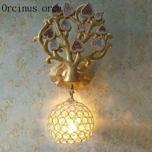 Southeast Asia resin art wall lamp living room study entrance bedroom bodhi tree crystal wall lamp free shipping