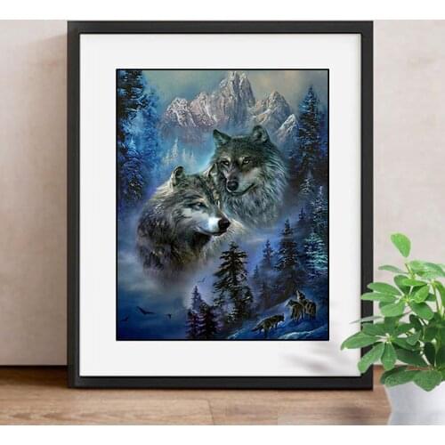 Full Dill Square Wolf Diamond Painting Picture Of Rhinestone 5D DIY Diamond Embroidery Mosaic Animal Home Decor Gift