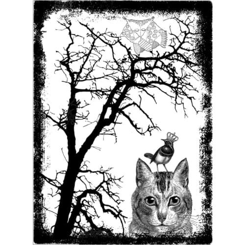 Cat And Tree Clear Silicone Stamp/Seal for DIY scrapbooking/photo album Decorative clear stamp sheets ST0374