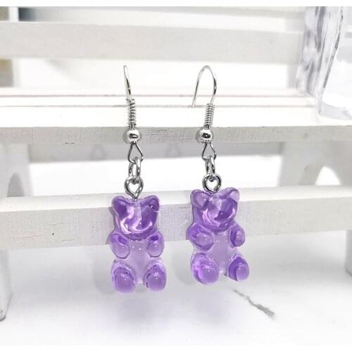 1Pair of Cute Resin Resin Gummy Bear Earrings Womens Candy Color Animal Bear Earring Earrings Girl Jewelry Wedding Gift Pendant