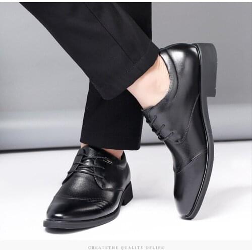 Genuine Leather Men Shoes Wedding Dress Italian Shoe Lace Up Black Business Shoes Men Original Formal Office Shoes for Man