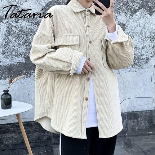 Spring Blouse Solid Shirt Warm Fashion Woman Corduroy Jacket Single Breasted Turn Down Collar Long Sleeve Pocket Loose Shirt New