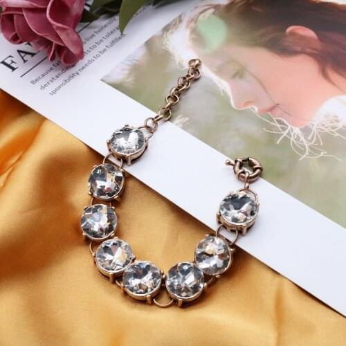 Crystal Dot Glass Stones Vintage Bracelet Alloy Modern Female Party Wedding Jewelry