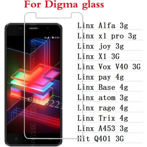 Tempered Glass for Digma Linx Alfa x1 pro joy X1 atom A453 Hit Q401 Vox V40 3gTrix rage Base pay 4g Screen Protector Film