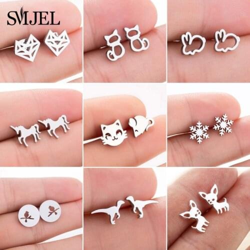 SMJEL Cute Animal Korean Earrings for Women pendientes Fashion Jewelry Earings Statement Butterfly Paw Ballet Earring Party Gift