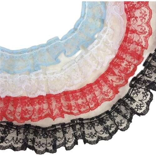 1M Pleated Guipure Tulle Lace Ribbon Trim 2.5cm Diy Sewing White Black Purple Lace Fabric Dress Decoration Craft Supplies JH13