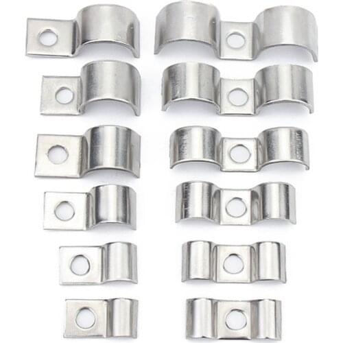 1pcs Stainless steel p-type single side pipe clamp half code hole saddle card instrument double