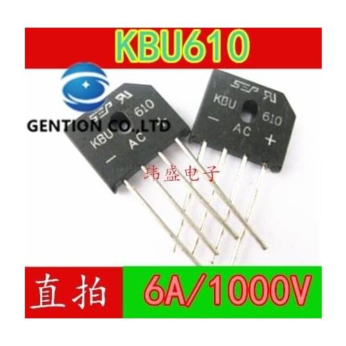 10PCS KBU610 SEP 4 feet 6 a 1000 v rectifier bridge pile of flat bridge 10 package mail in stock 100% new and original