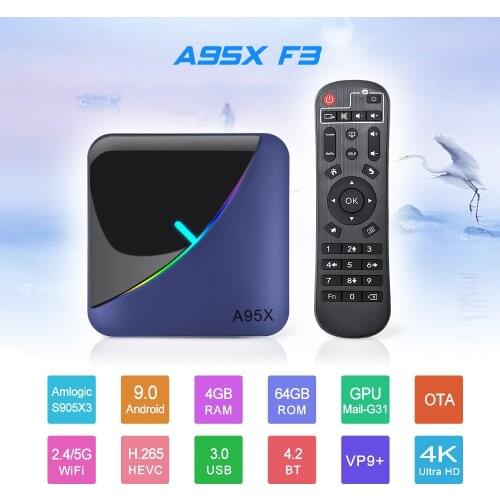 10pcs/lot dhl free A95X F3 RGB Light S905X3 Android 9.0 TV Box 2G 16G 4G 32G 64G 8K Media Player