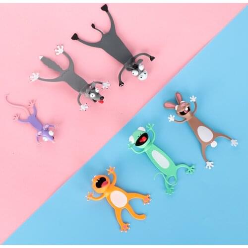 18 styles 3D Stereo colorful Cartoon Animal Style Creative Bookmarks PVC Material Funny Student School Stationery
