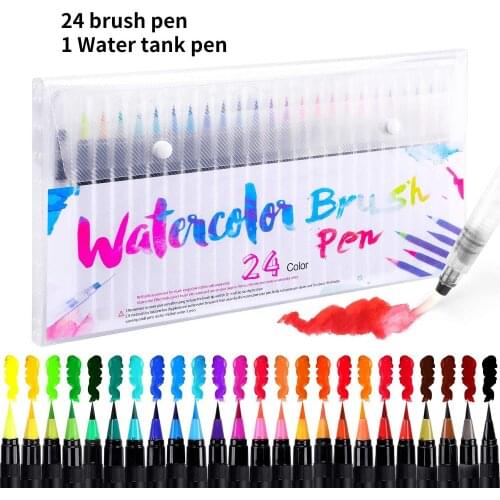 20/24/48 Color Watercolor Markers for Drawing Felt-Tip Pens Set for Children Water Coloring Brush Pen for Lettering Art Supplies