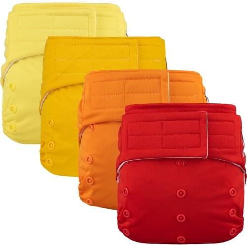 4 PCS Solid Color Baby Cloth Pocket Diaper Reusable Washable Eco Friendly Cloth Nappy With Inserts High Quality Baby Boy Girl