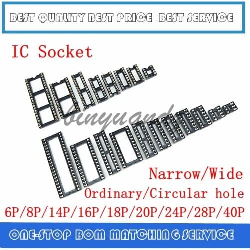 5PCS IC Sockets DIP6 DIP8 DIP14 DIP16 DIP18 DIP20 DIP28 DIP40 pins Connector DIP Socket 6 8 14 16 18 20 24 28 40 pin