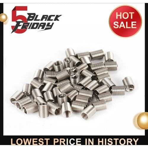 50PCS Threaded Inserts M6 1.0 2.5D Stainless Steel Wire Helicoil Fasteners Hardware Repair Tools Screw Sleeve Set