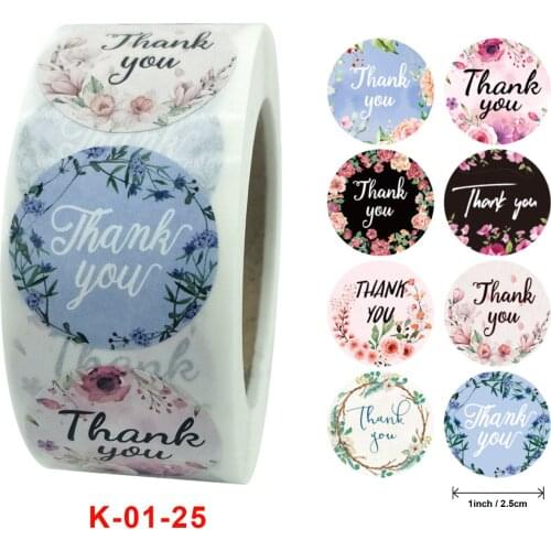 500pcs Thank You Stickers 1inch Flowers Heart Gift Seal Label Stationery Stickers For Wedding Party Decor Handmade Sticker