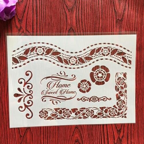 A4 29 * 21cm Flowers Floral Stencils Wall Painting Scrapbook Coloring Embossing Album Decorative Paper Card Template