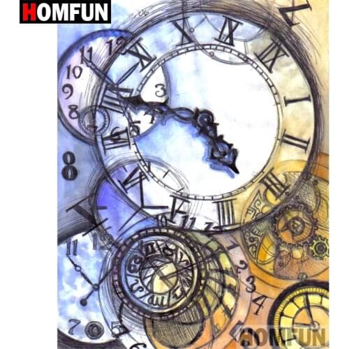HOMFUN Full Square/Round Drill 5D DIY Diamond Painting "Cartoon clock" 3D Diamond Embroidery Cross Stitch Home Decor A18506
