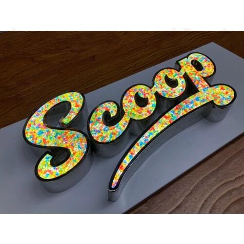Diamond Letters Signage Illuminated Channel Letters 3D Crystal Acrylic Letter