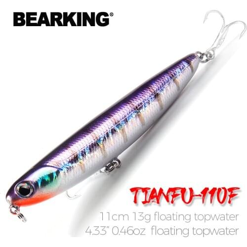 BEARKING Hot Model:5pcs/lot fishing lures, professional fishing tackle assorted color penceil bait 110mm 13g Floating,topwater