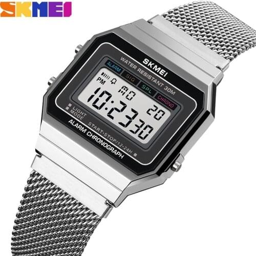 New SKMEI LED Digit Watch Men Wristwatch Mens Women Watches Sport Slim Dial Design Stopwatch Waterproof Male Female Watch Reloj