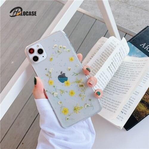 Real Dried Flowers Transparent Soft Girl Gift Phone Case For iPhone 6 6s 7 8 Plus 11 Pro Max XR XS Max X Cover Capa Funda Coque