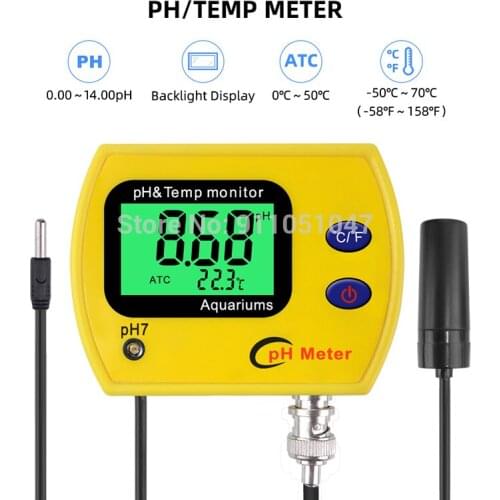 Professional 2 in 1 PH TEMP Meter Acidimeter Digital Aquarium Drink Water Quality Meter BNC Replaceable PH Probe PH TEMP Tester
