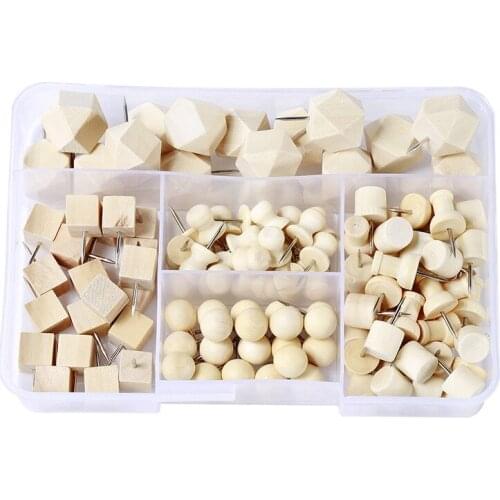 115PCS Wood Pushpins Thumbtack Pins for Pushpin Board Decorative DIY Tool Wood Head Pins Used for Cork Maps Bulletin Boards