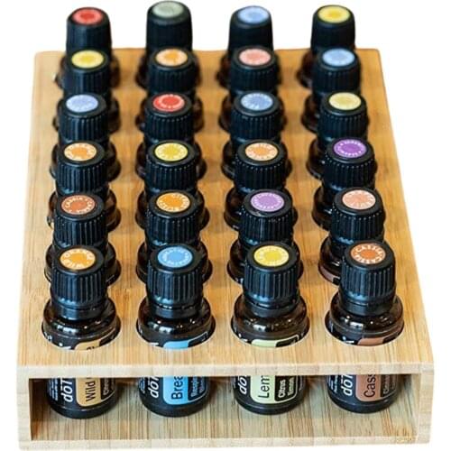 9/24Slots Wooden Tray Essential Oils Open Storage 15ml Essential Oil Bottles Great for Doterra Bottles Holder Sided Aromatherapy