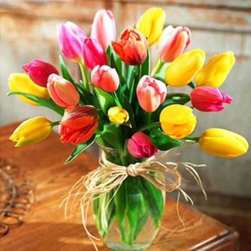 DIY 5D Diamond Embroidery Cross Stitch Beautiful Tulips Flowers square Full drill Diamond Mosaic Picture Pasted Needlework HL027