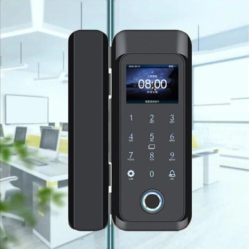 Biometric Fingerprint Lock No Wiring Smart Door Lock Digital Code Frameless Sliding Glass Wooden Office Electronic Door Lock