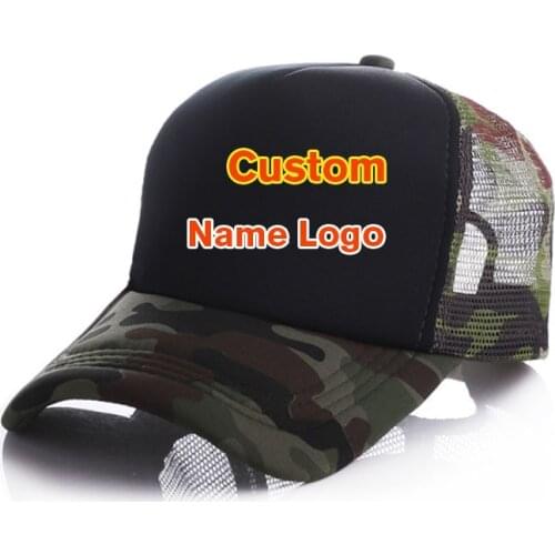 Acrylic Custom Logo Camo Baseball Caps DIY Print Logo Snapbacks Hats Adult Summer Camouflage Mesh Net Trucker Hats
