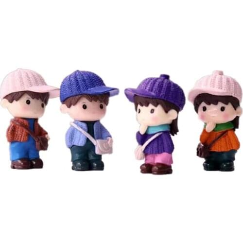 4Pcs/Set Figurine Imaginative Collectible Adorable Bonsai Garden Miniature Doll for Gift