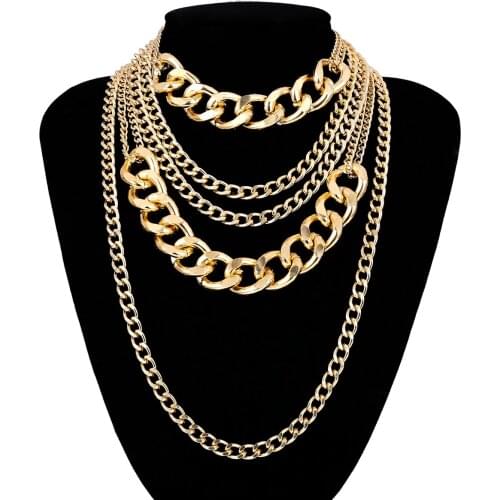 Multilayer Big Thick Gold Chain Choker Necklace Goth Hip Hop Rock Halloween Grunge Emo Boho Necklaces For Women Men Jewelry 2021