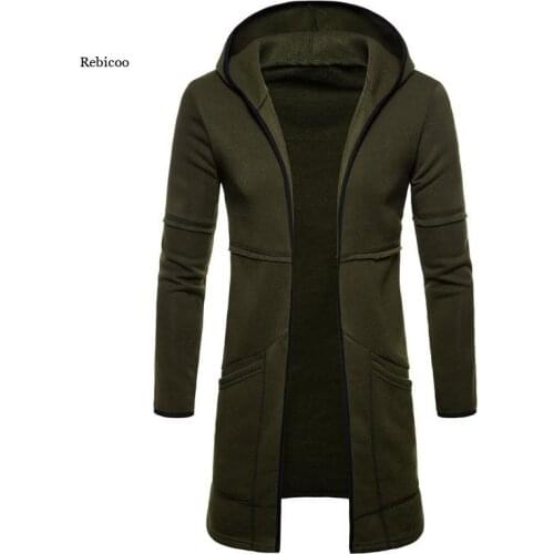 Men Sweatshirt Mantle Hoodies Fashion Autumn Streetwear Long Open Front Cloak Mans Coat Jackets