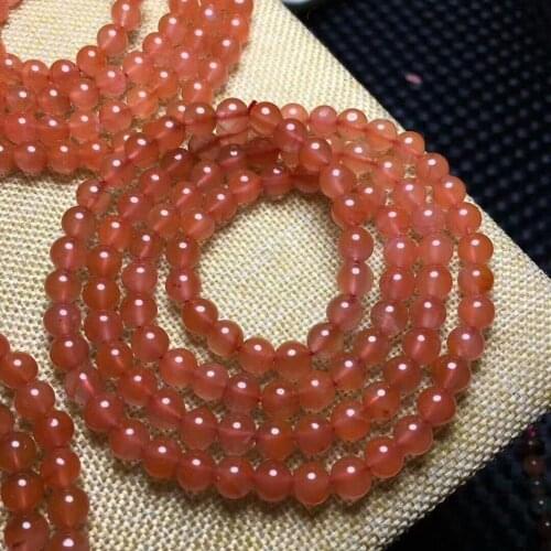 Natural South Red Agate Gemstone Bracelet 6-5.5mm AAA 3rows