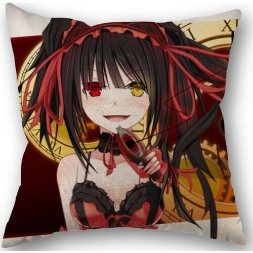 Custom DATE A LIVE Pillowcase Wedding Decorative Cotton Linen Pillow Case For Home Pillow Cover 45X45(One Sides)