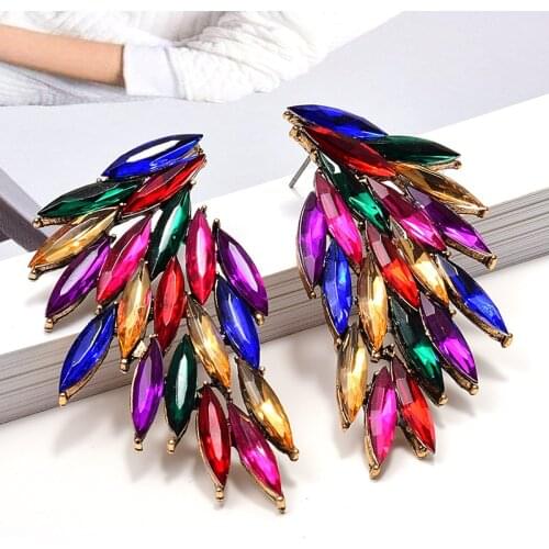 New Ethnic Colorful Crystal Stud Earrings Women Boho Glass Fashion Charm Jewelry Earrings For Girl Gifts Wholesale