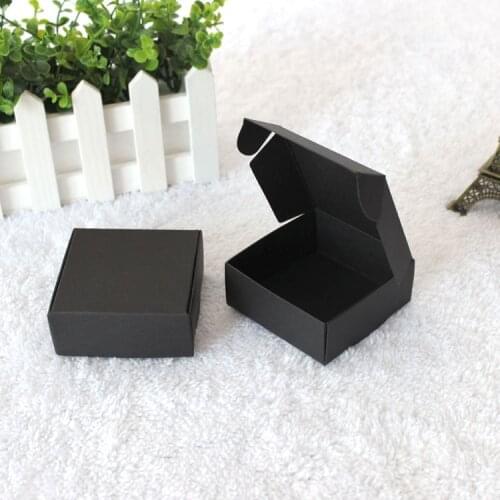Wholesale 8*8*3cm Retail Black Gift Package Boxes Craft Gift Handmade Soap Packaging Kraft Paper Boxes 300pcs/lot