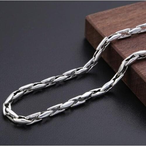 Handmade 100% 925 Silver Necklace Thai Silver Man Necklace Vintage Sterling Chain Necklace Man Jewelry Gift