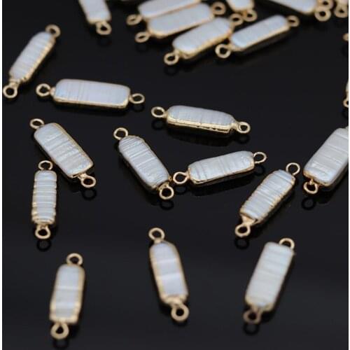 Rectangle Pendant Connectors Natural Freshwater Pearl Charms Pendants For Jewelry Making DIY Necklace Bracelet 3Pcs/lot