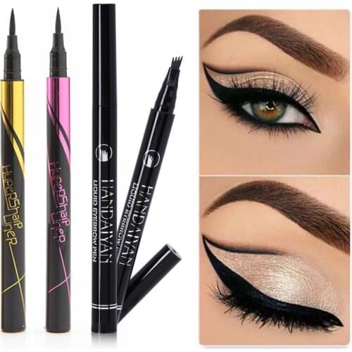 2Pcs Black Coffee Eyeliner Tattoo Pen Quick-drying Waterproof Makeup Eye Liner Pencil Eyes Makeup Women Cosmetic Eyeliner Pen