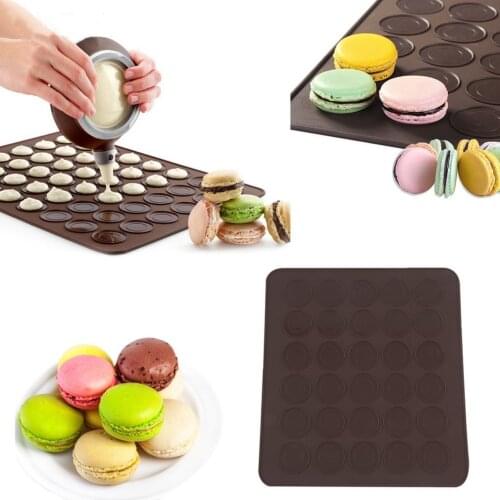Professional Large 30 Macarons Muffins Silicone Baking Pastry Sheet Mat Cup Cake Mold Tray Baking Pastry Mould Sheet Mat