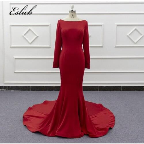 Simple Elastic evening Dresses Scoop Neck Sleeveless Mermaid Plain Gowns Vestido De Novia